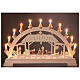 Arch with wooden Nativity Scene of 9 figurines of 8 cm, Val Gardena, 40x65x5 cm, LED lights s3