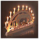 Arch with wooden Nativity Scene of 9 figurines of 8 cm, Val Gardena, 40x65x5 cm, LED lights s4