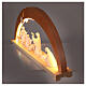 Val Gardena arch with Aram Nativity Scene, 8 figurines of 13 cm, natural wood and LED lights s5