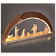 Arc bois Val Gardena avec 8 santons crèche Aram lumières LED 13 cm bois naturel s4