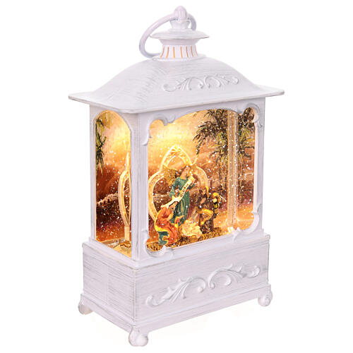 Nativity Scene lantern with glitter and lights, 10x6x4 in 4