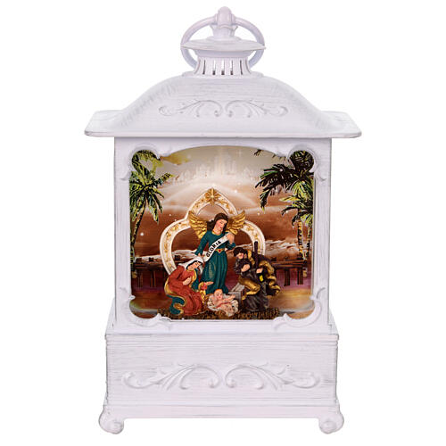 Nativity Scene lantern with glitter and lights, 10x6x4 in 6