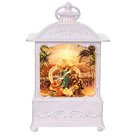 Lanterne Nativité verre neige paillettes lumières 25x15x10 cm