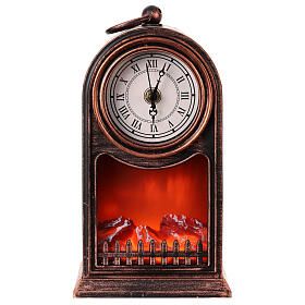 Vintage clock with LED fireplace, 10x6x5 in