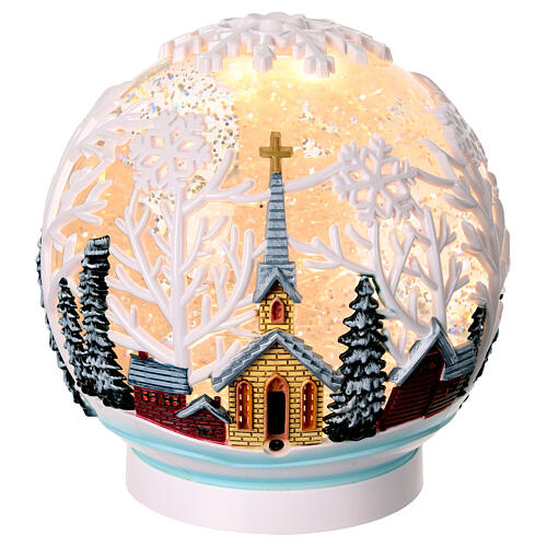 Boule à neige éclairée paillettes traîneau Père Noël 15x15x15 cm 6