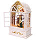 Vitrine verre neige Nativité fenêtre blanche lumières 25x15x8 cm s4