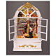 Teca vetro neve Natività finestra bianca luci 25x15x8 cm s2
