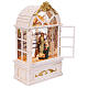 Teca vetro neve Natività finestra bianca luci 25x15x8 cm s5