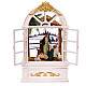 Teca vetro neve Natività finestra bianca luci 25x15x8 cm s7