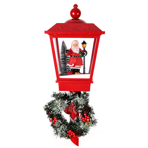 Farola roja Papá Noel nieve movimiento luces música 180 cm 2