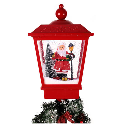 Farola roja Papá Noel nieve movimiento luces música 180 cm 3