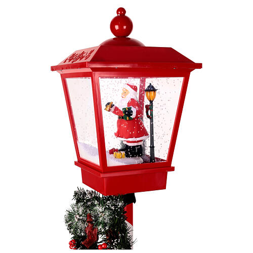 Farola roja Papá Noel nieve movimiento luces música 180 cm 5