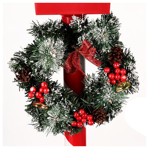 Poste de luz vermelho Pai Natal neve movimento luz música 180 cm 7