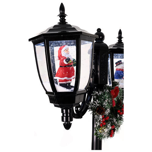 Black Christmas streetlight, double light, music, 75x30x15 in 8