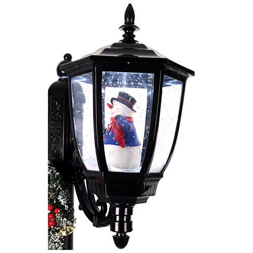 Santa Claus snow street lamp two lanterns lights music black 185 cm 9