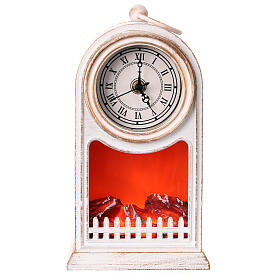 Chimenea LED blanco reloj vintage 25x15x12 cm