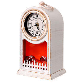 Chimenea LED blanco reloj vintage 25x15x12 cm