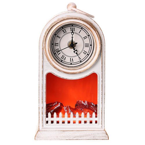 Chimenea LED blanco reloj vintage 25x15x12 cm 1
