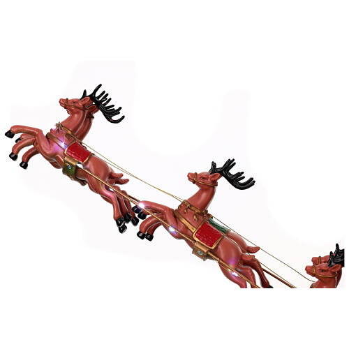 Weihnachtslandschaft mit fliegendem Weihnachtsmann, Schlitten, Rentieren, LED-Beleuchtung und Musik – 47×97,5×25,5 cm 9