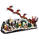 Weihnachtslandschaft mit fliegendem Weihnachtsmann, Schlitten, Rentieren, LED-Beleuchtung und Musik – 47×97,5×25,5 cm s5