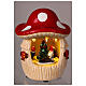 Mushroom house with Christmas scene, motion lights and music, 8x6x6 in s2