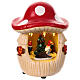 Mushroom house with Christmas scene, motion lights and music, 8x6x6 in s6