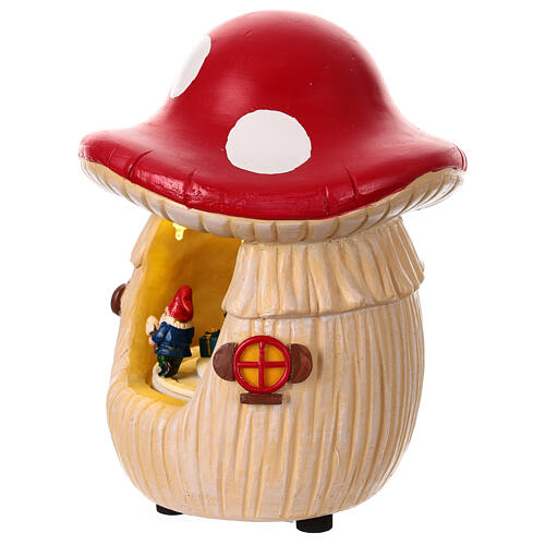 Chatka w grzybku, scena świąteczna z ruchem światła i  muzyka, 20x15x15 cm 3