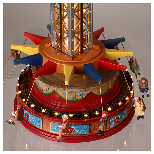 Carousel flying seats Christmas movement lights music 55x30x30 cm 13