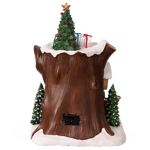 Tronco natalizio casa Babbo Natale movimento luci musica 25x20x15 cm 6