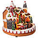 Christmas village set with gingerbread finish, train in motion and music, 10x10x10 in s4