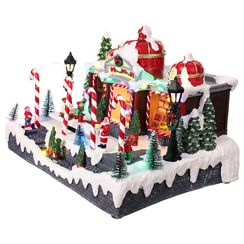 Scena negozio natalizio elfi Babbo Natale 20x30x35 cm 3