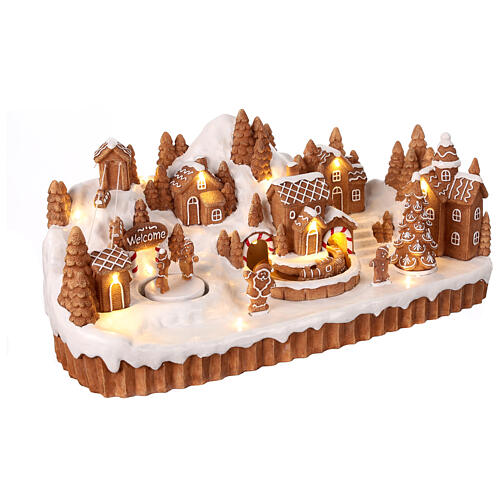 Gingerbread village with music, lights and animated train, 8x16x5 in 6