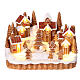 Snowy gingerbread Christmas village with animated Christmas tree, 6x10x6 in s1