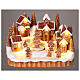 Snowy gingerbread Christmas village with animated Christmas tree, 6x10x6 in s2