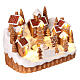 Snowy gingerbread Christmas village with animated Christmas tree, 6x10x6 in s4