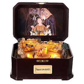 Caixa de música Natividade Sagrada Família movimento música 15x20x15 cm