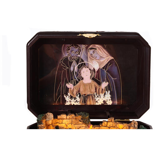 Music box Nativity Holy Family with music movement 15x20x15 cm 3