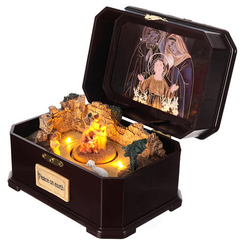 Music box Nativity Holy Family with music movement 15x20x15 cm 4