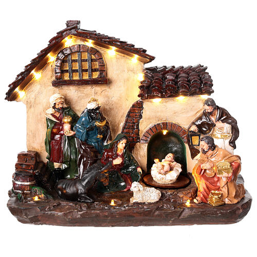 Nativity Scene with animated Infant Jesus, lights and music, 10x12x6 in 1