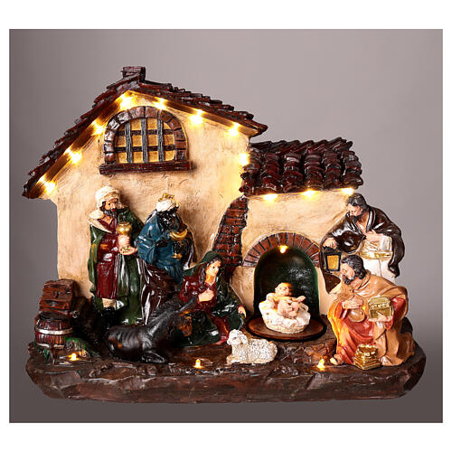 Nativity Scene with animated Infant Jesus, lights and music, 10x12x6 in 2