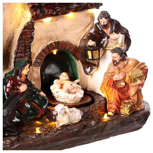 Nativity Scene with animated Infant Jesus, lights and music, 10x12x6 in 3