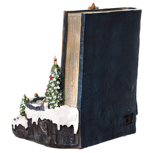 Scène Noël livre sapin mouvement 25x20x15 cm 5