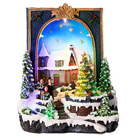 Book Christmas scene tree movement 25x20x15 cm