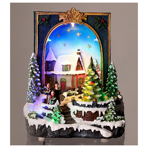 Book Christmas scene tree movement 25x20x15 cm 2