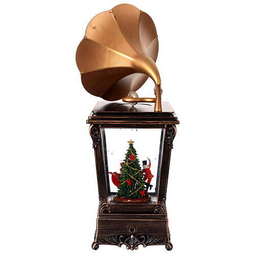 Gramophone with lantern, Nutcracker scene in a snow globe, 12x4x4 in 7