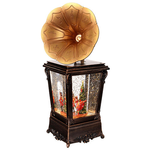 Gramophone Casse-noisette lanterne verre neige 30x10x10 cm 3