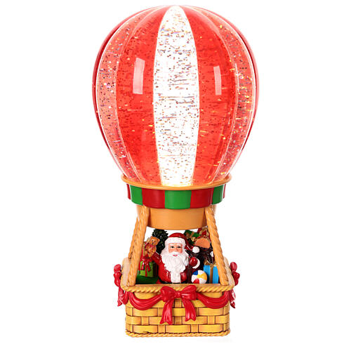 Mongolfiera Babbo Natale vetro con glitter movimento 25x12x12 cm 1