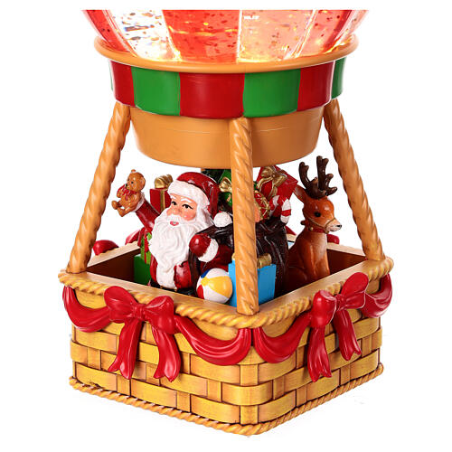 Mongolfiera Babbo Natale vetro con glitter movimento 25x12x12 cm 3