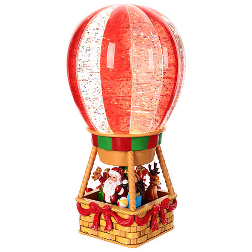Mongolfiera Babbo Natale vetro con glitter movimento 25x12x12 cm 4