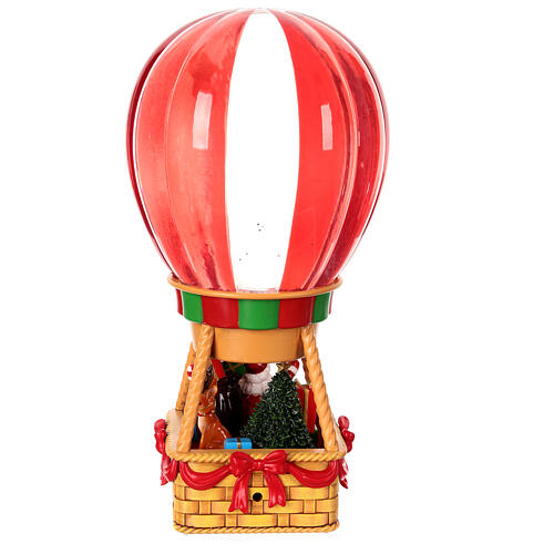 Mongolfiera Babbo Natale vetro con glitter movimento 25x12x12 cm 6